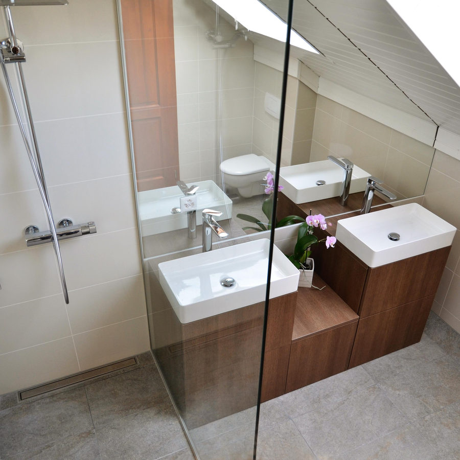 Salle de bains sur mesure, double vasque et douche